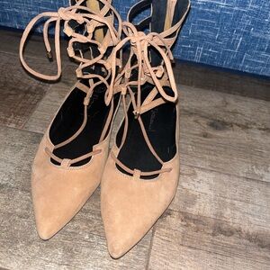 Jeffrey Campbell Tan Lace-Up Heels